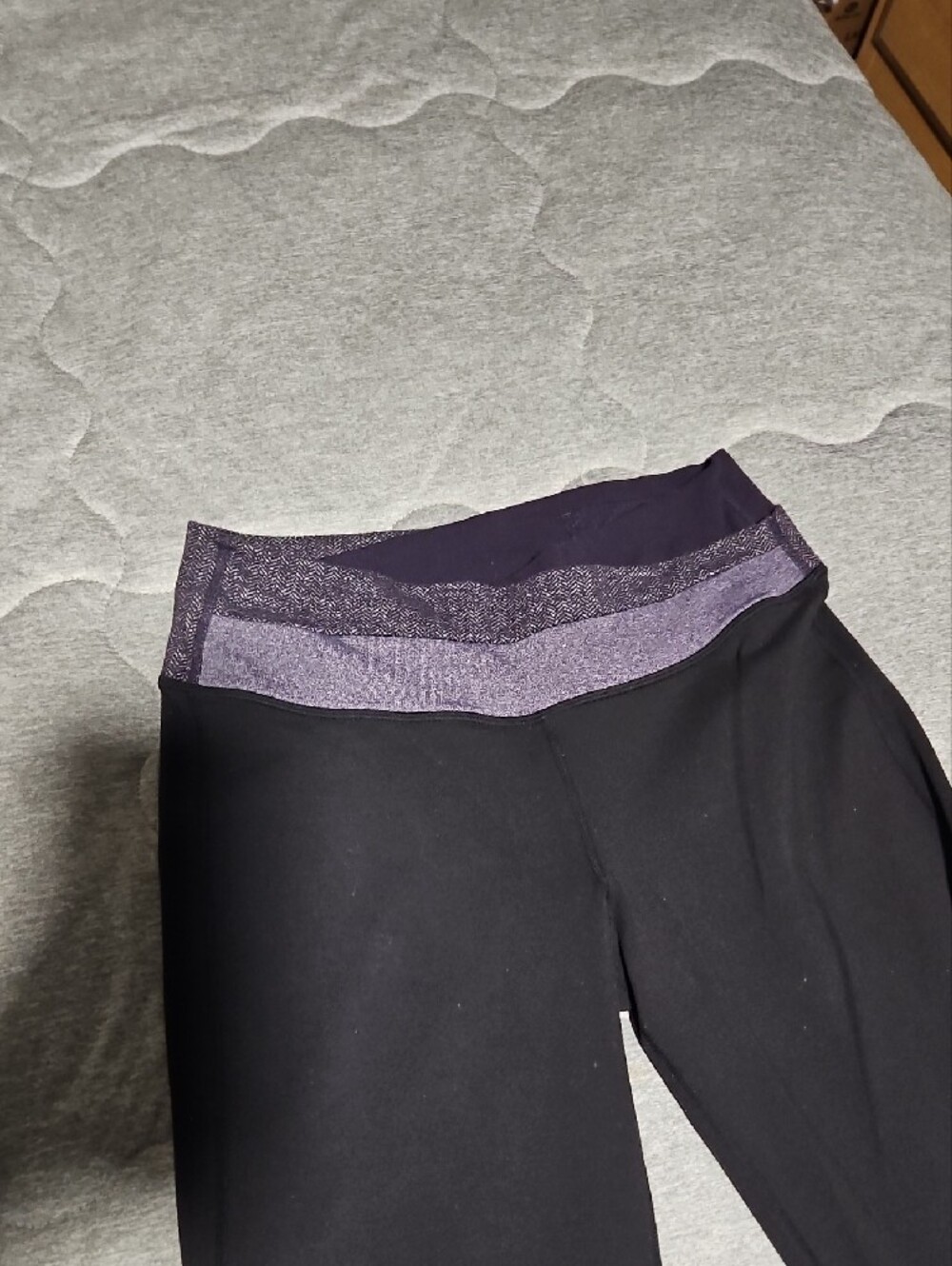lululemon athletica Black Boot-Cut Yoga Pants with Purple Foldover Waistband - Picture 3 of 5
